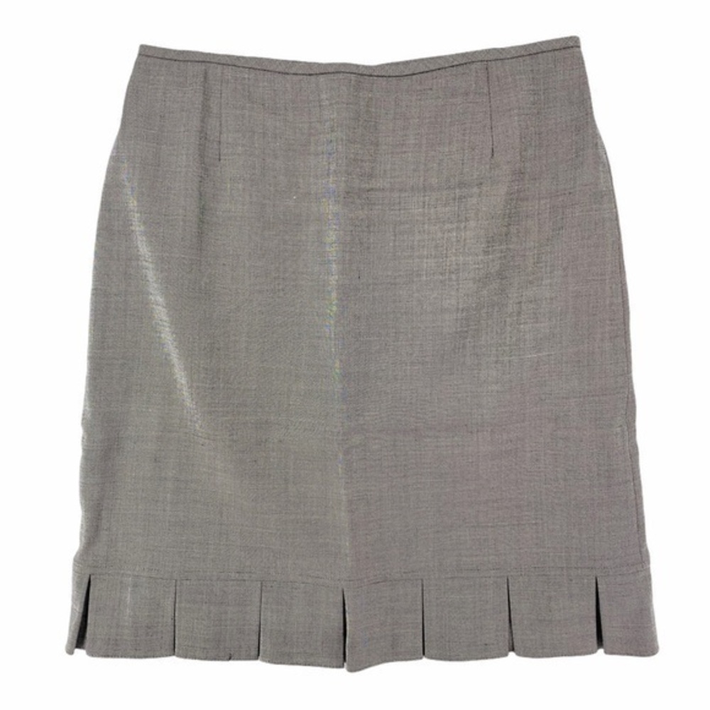 Tahari Gray‎ Wool Blend Pleated Hem Pencil Skirt